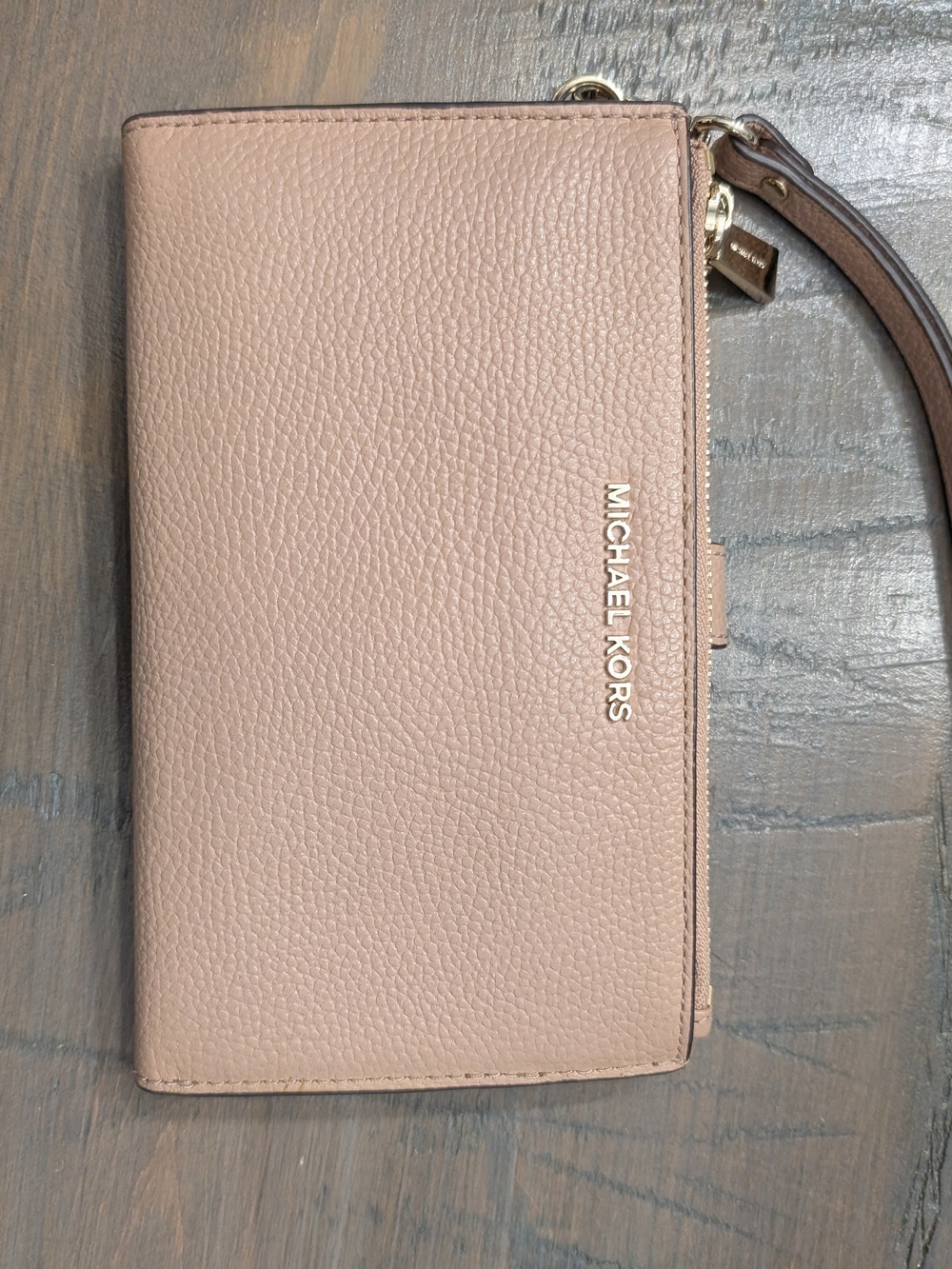 Michael Kors Blush Pebbled Leather Wristlet